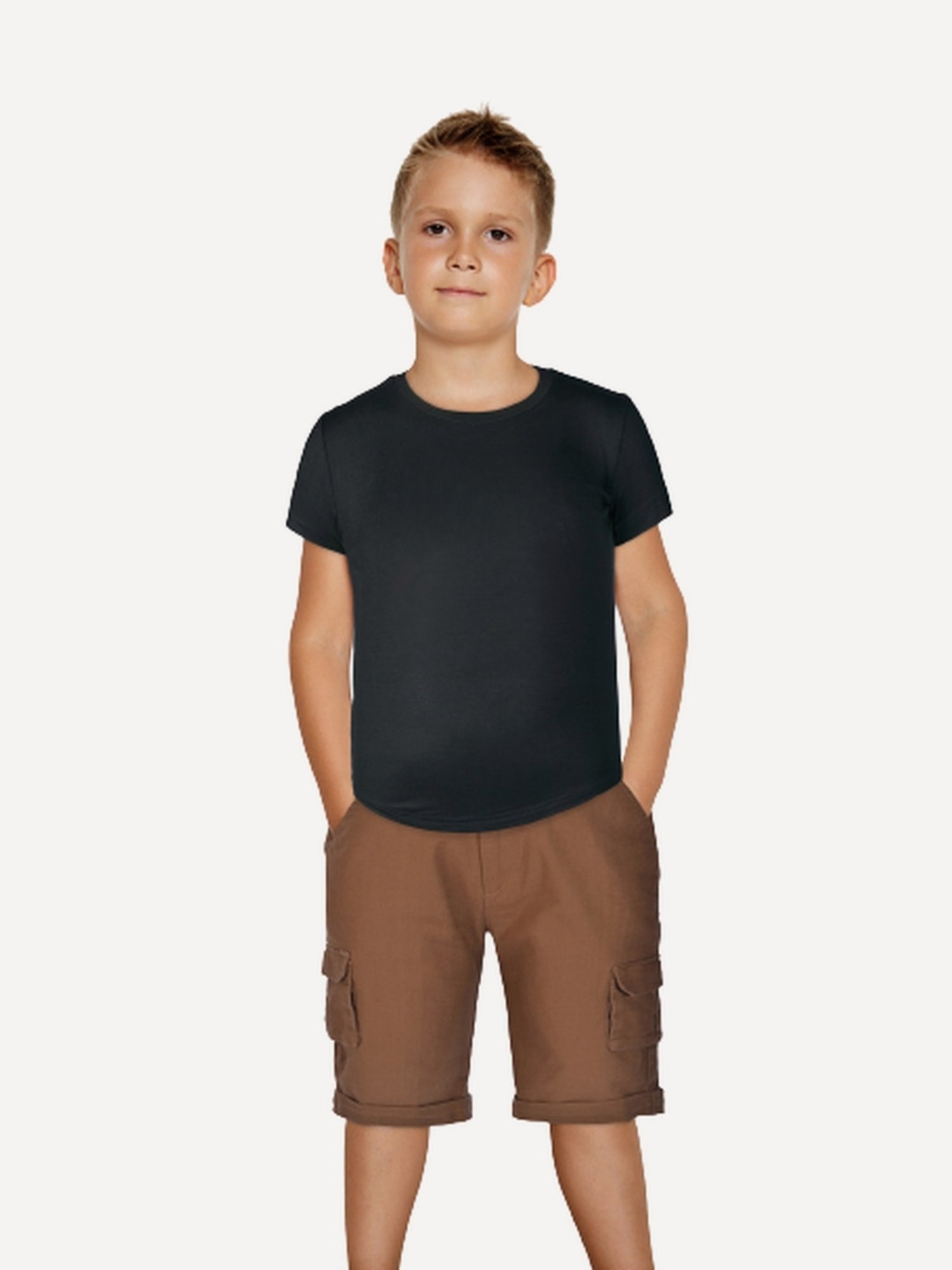Gini & Jony Kids Brown Solid Bermudas