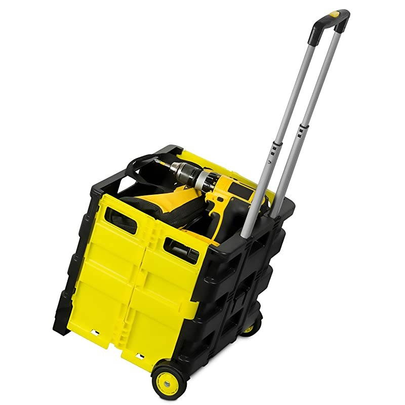 Rolling Utility Cart Folding and Collapsible Hand Crate on Wheels 55 lbs Capacity