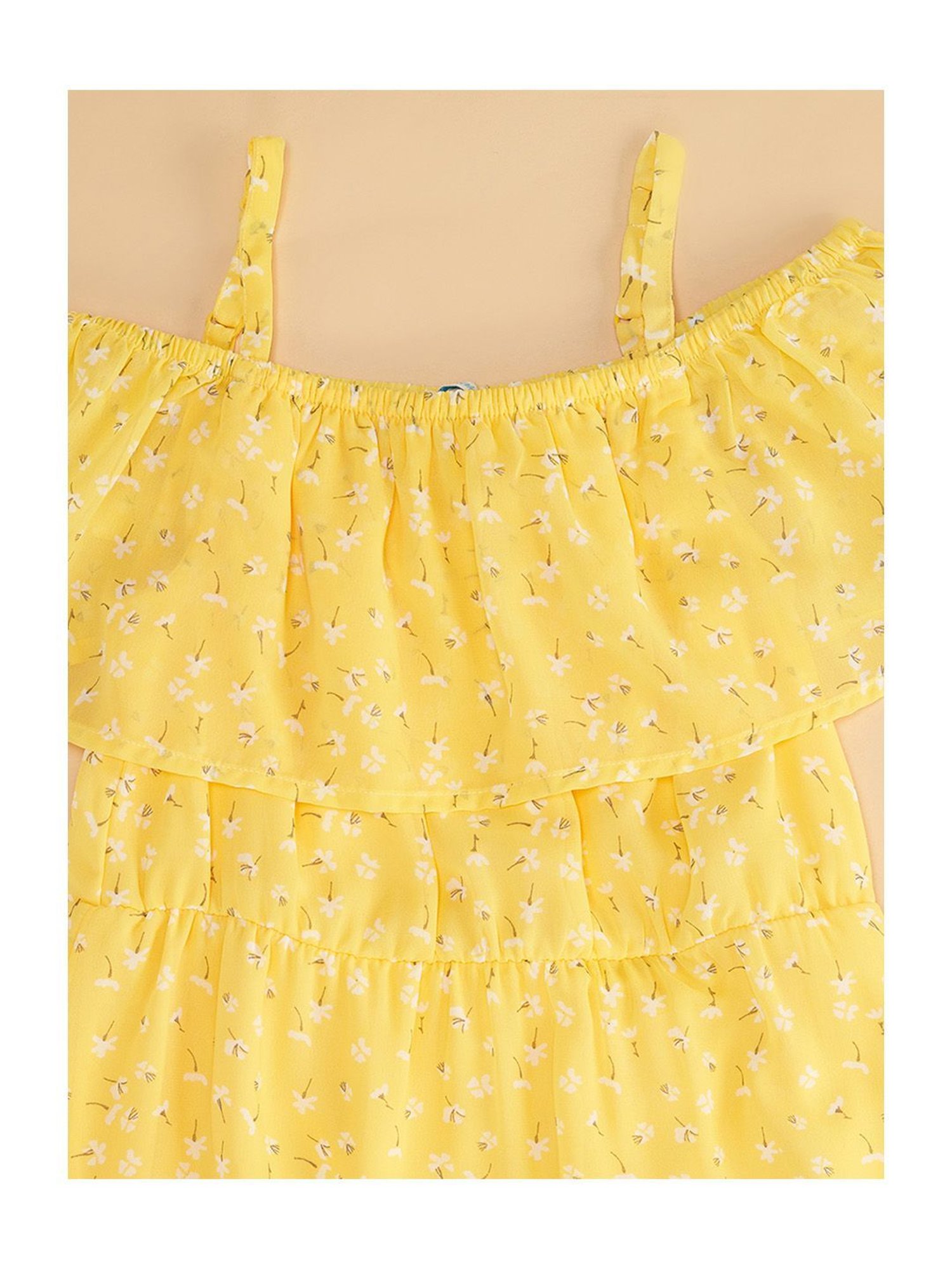 Pantaloons Junior Yellow Floral Print Dress