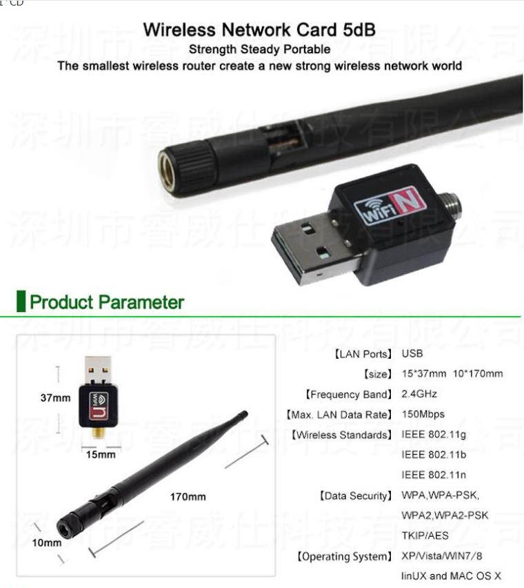 2PCS RTL8188 USB WiFi Wireless Adapter Mini Network 150Mbps Windows MAC Linux 802.11n