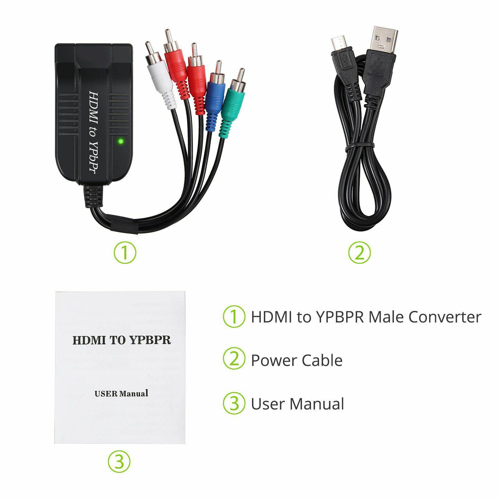 HDMI to YPbPr Converter 1080P Component Video YPbPr Male 5RCA RGB with R/L Audio Output
