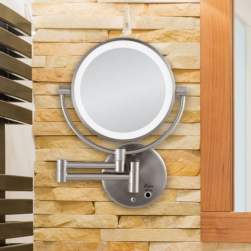 Zadro Next Generation Cordless or AC LED Lighted Wall-Mount Mirror, 10X / 1X Power - Satin Nickel