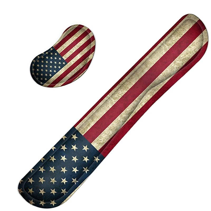 Gaming Keyboard Wrist Pad Mouse Wrist Rest Cushion Support Combo Set Durable Ergonomic Anti Slip NonSlip Base USA Flag