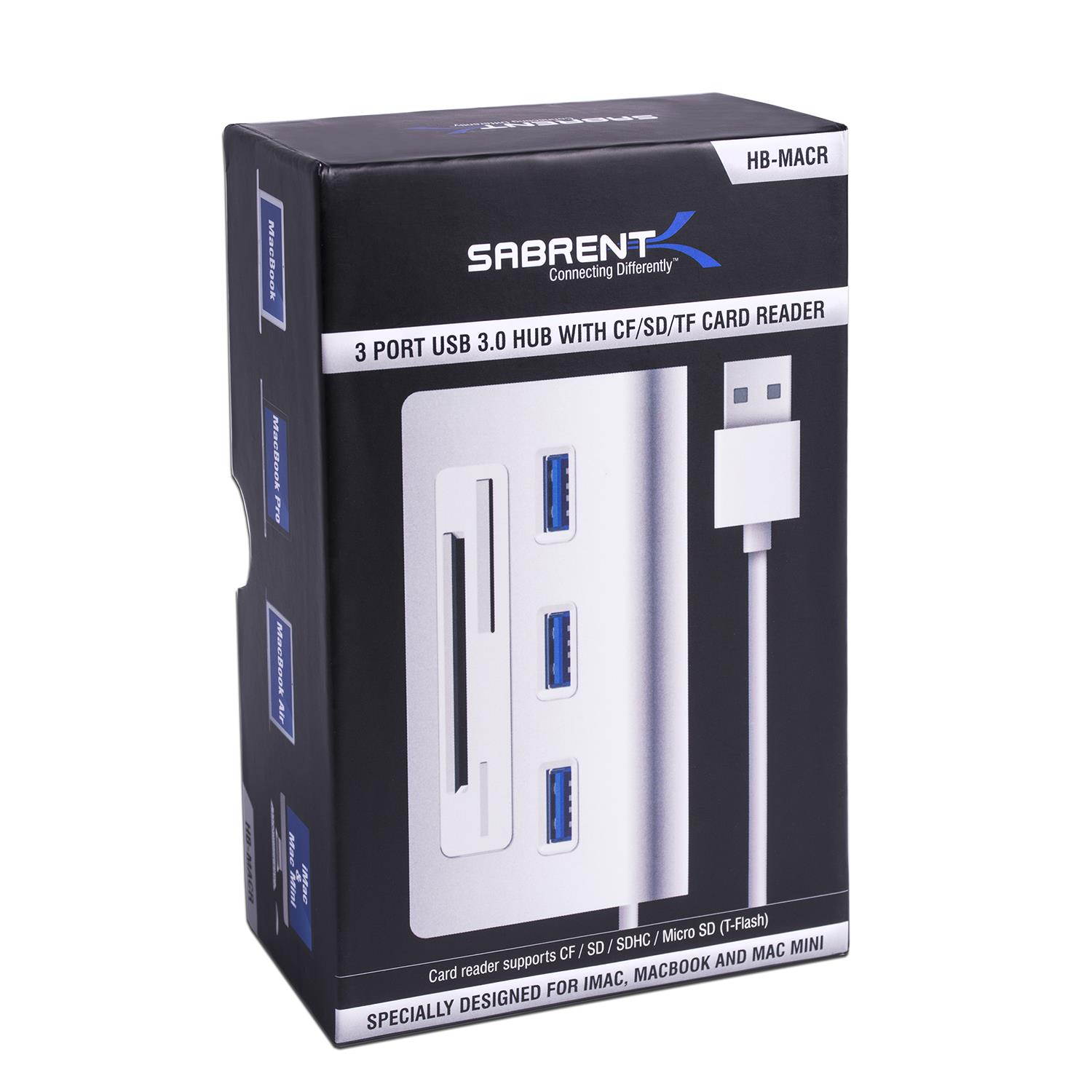 Sabrent 3 Port Usb 3.0 Hub With Cf/Sd/Tf Card Reader