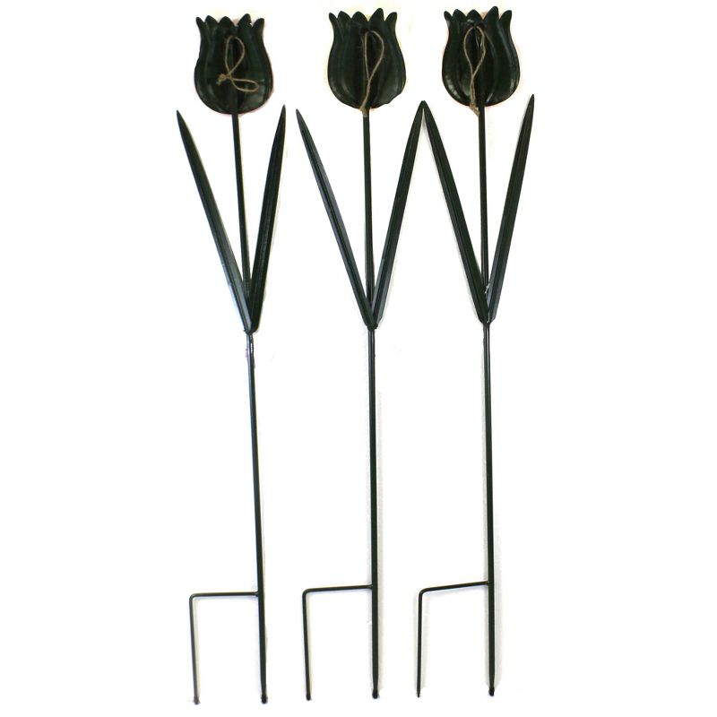 Home & Garden 36.0" Bright Colored Tulips Pokes Set / 3 Yard Decor Flower Stake Direct Designs International  -  Decorative Garden Stakes