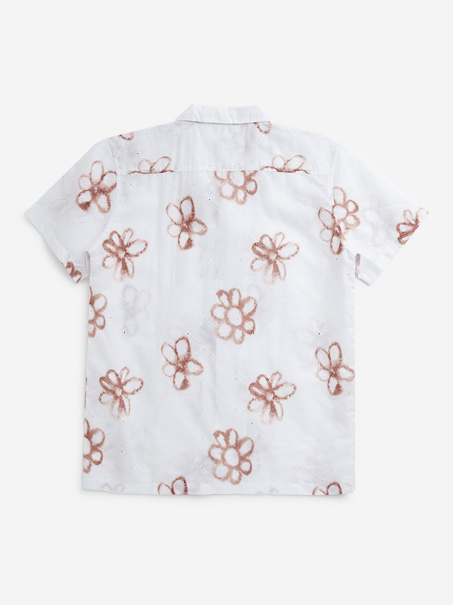 Y&F Kids by Westside White Floral Printed Resort-Fit Shirt