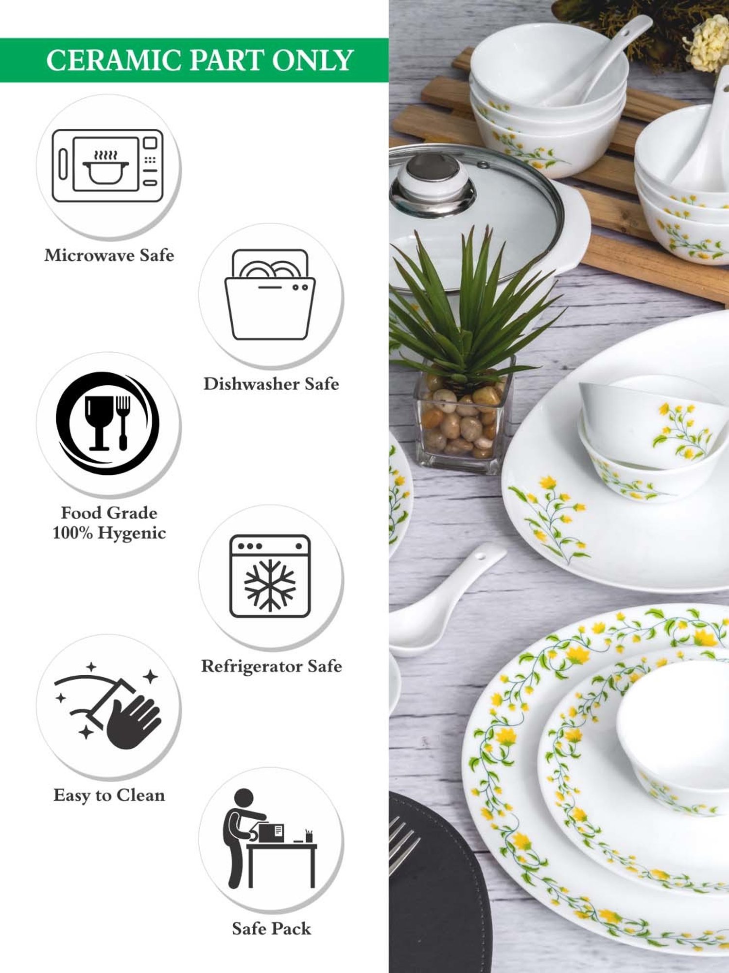Cello White Opalware 35-Piece Dinner Set