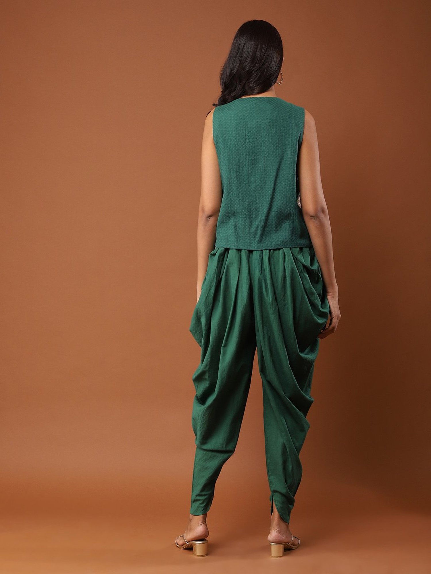 aarke Ritu Kumar Green Jacket With Dhoti Pants And Inner