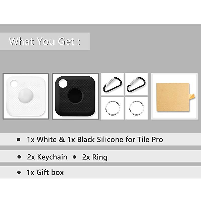 2 Pack  Silicone Case Compatible for New Tile Pro 2020 2018 with Keychain AntiScratch Lightweight Soft Protective Sleeve Skin Cover Device Not IncludedBlackWhite