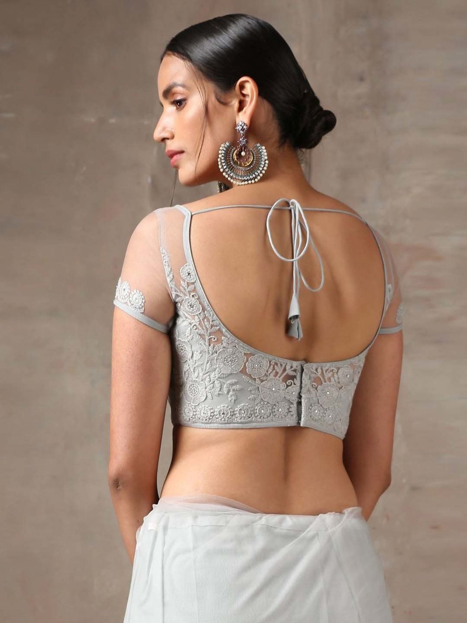 Swtantra Grey Embroidered Readymade Blouse