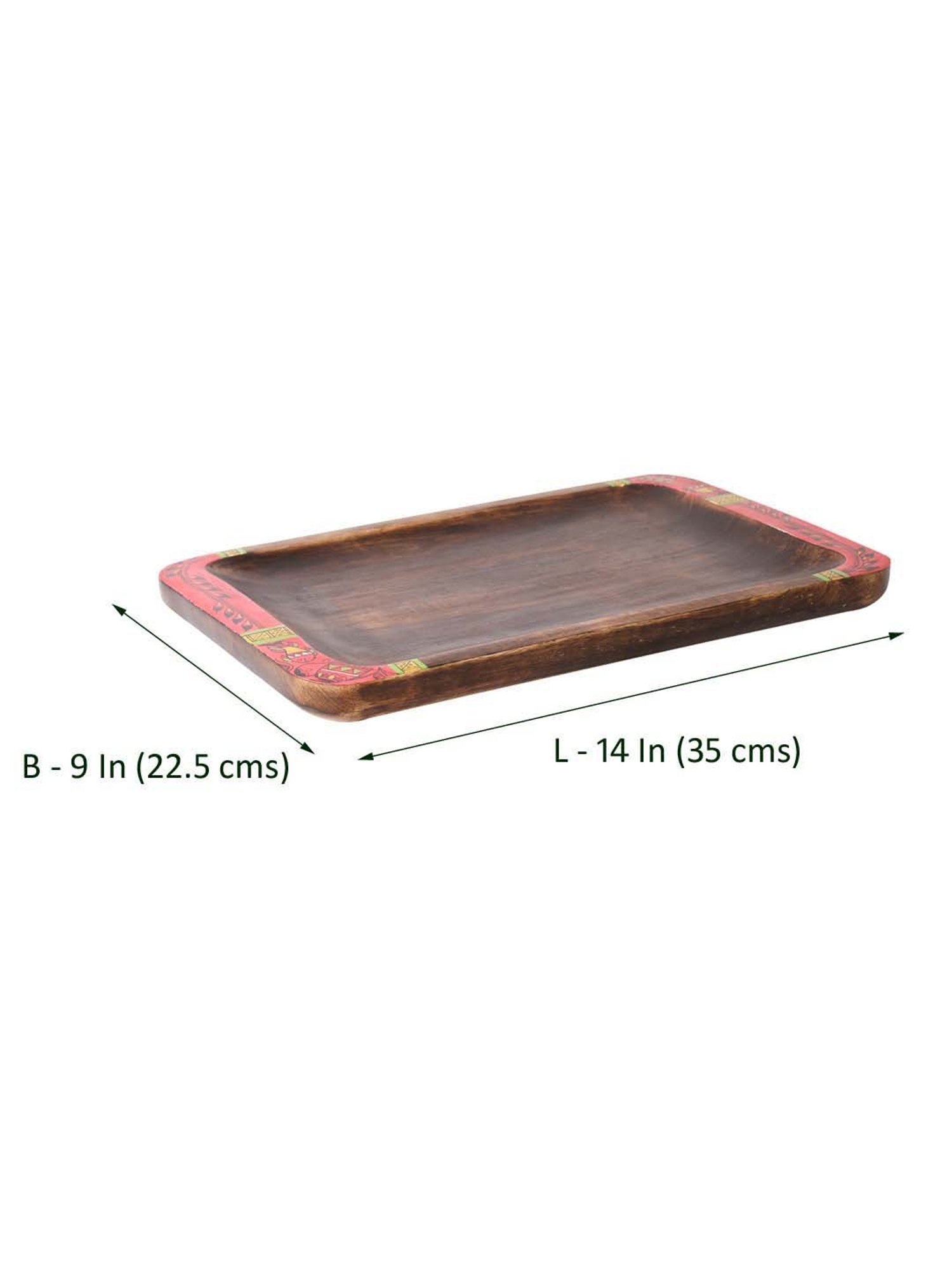 VarEesha Hand Painted Mango Wood Rectangle Tray - Set of 1