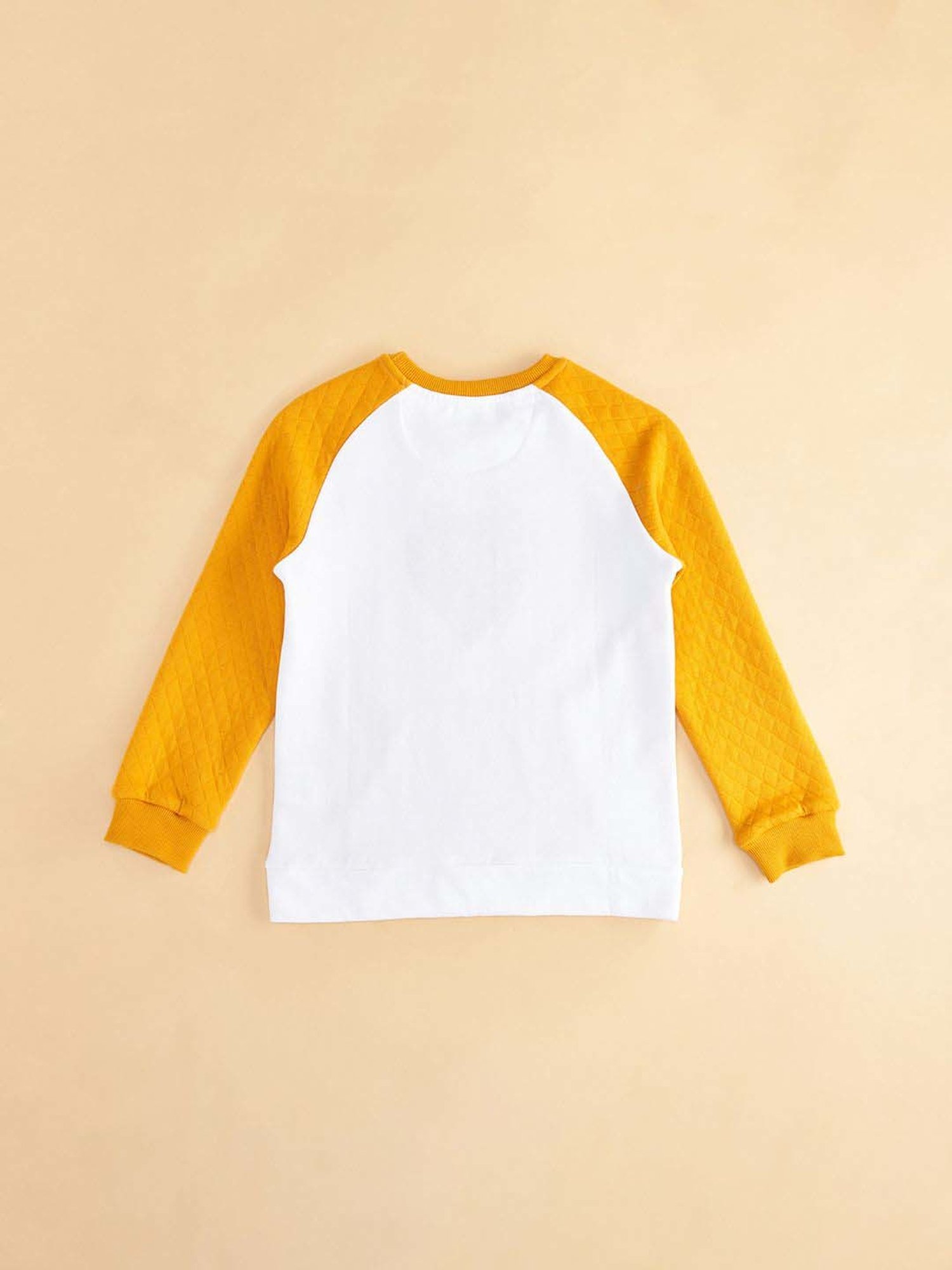 YU by Pantaloons Kids Mustard & White Printed Full Sleeves Sweatshirt