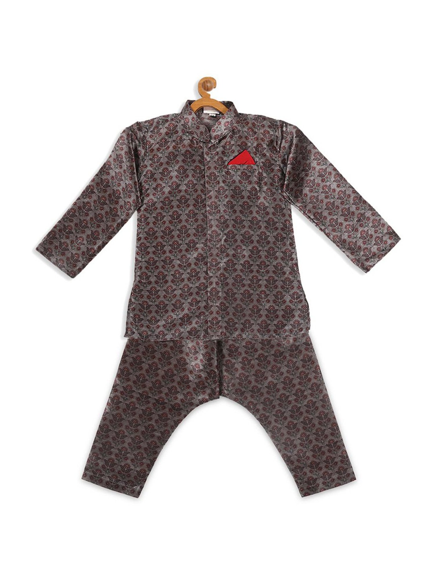 VASTRAMAY SISHU Grey & Red Floral Print Kurta Set