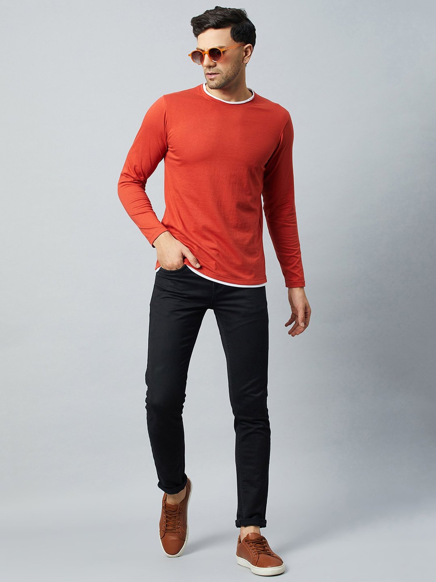 Club York Rust Regular Fit Crew T-Shirt