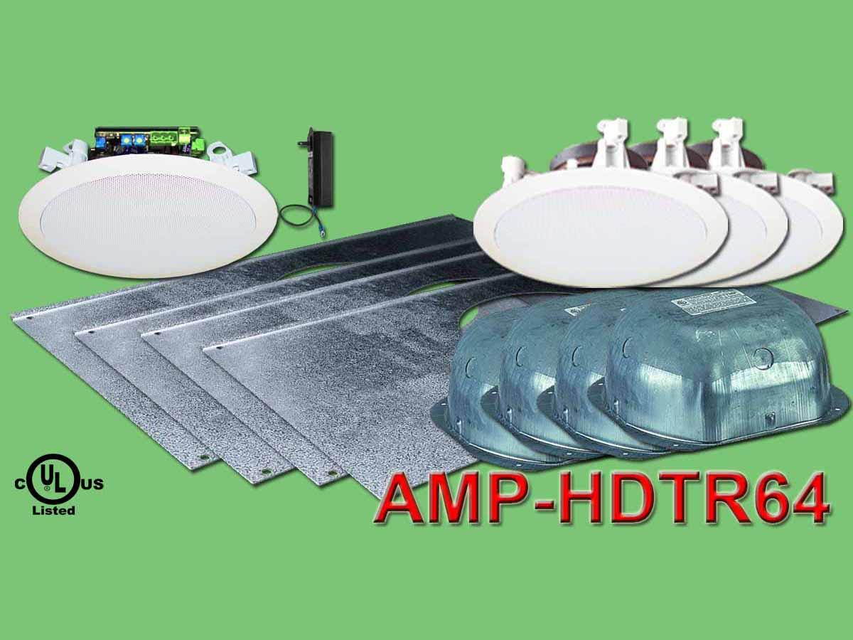 OWI AMP-HDTR64 6 inch 3 Source/Integratable Amplified/In Ceiling Speaker w Transformer/Tile Bridge/Backcan/3x IC6 Speakers