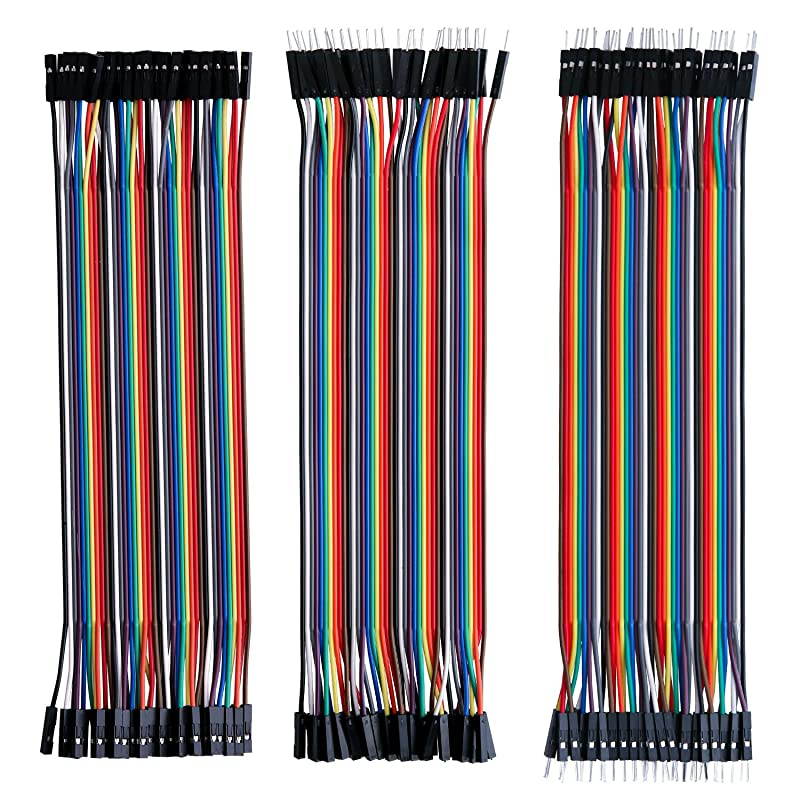 ELCP004 120pcs Multicolored Dupont Wire 40pin Male to Female 40pin Male to Male 40pin Female to Female Breadboard Jumper Wires Ribbon Cables Kit for arduino