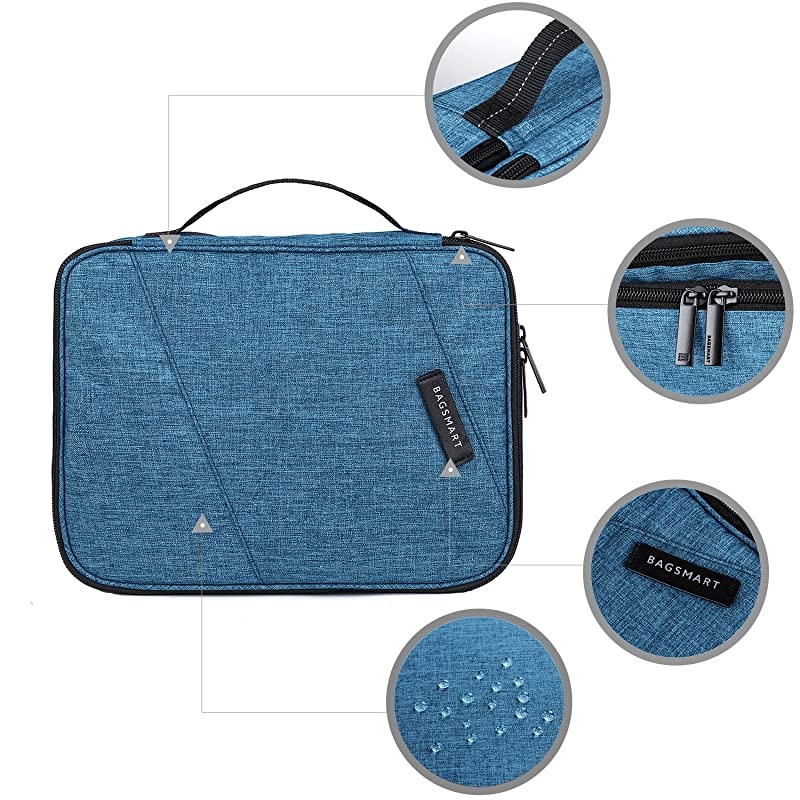 Electronic Organizer Double Layer Travel Cable Organizer Cases Electronics Accessories Storage Bag for 105 Inch iPad Pro iPad air Cables Kindle Teal