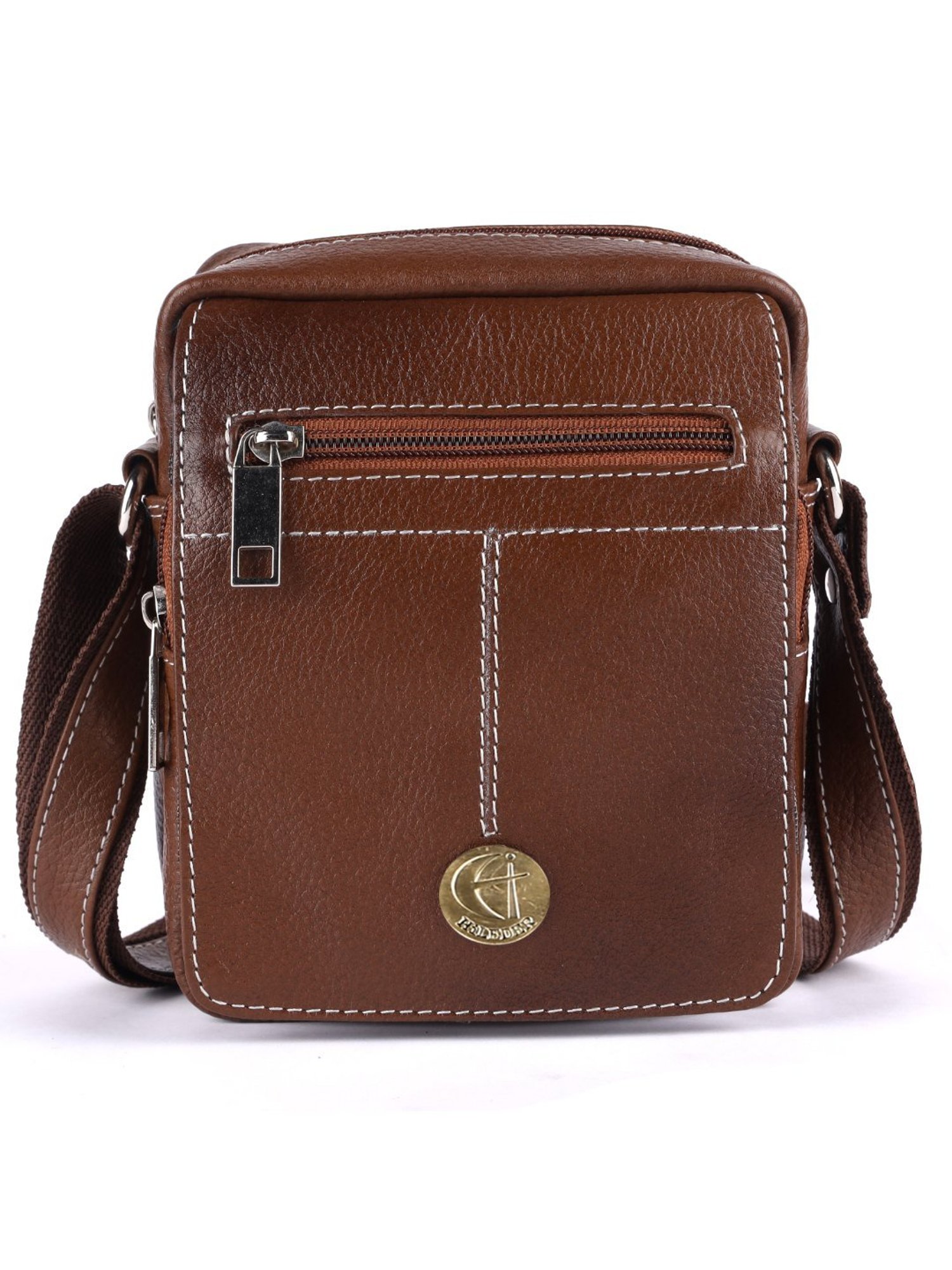 HiLEDER Pure Genuine Leather Messenger Shoulder Sling Cross Body Office Bag for Men and Women,Coffee