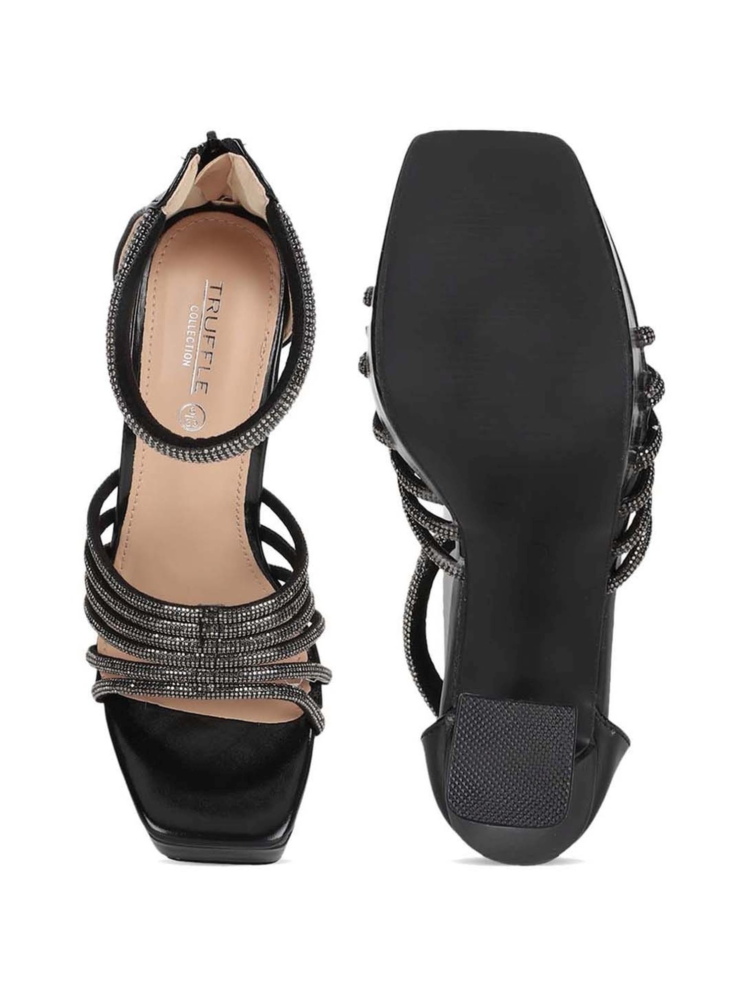 Truffle Collection Women's Black Ankel Strap Sandal