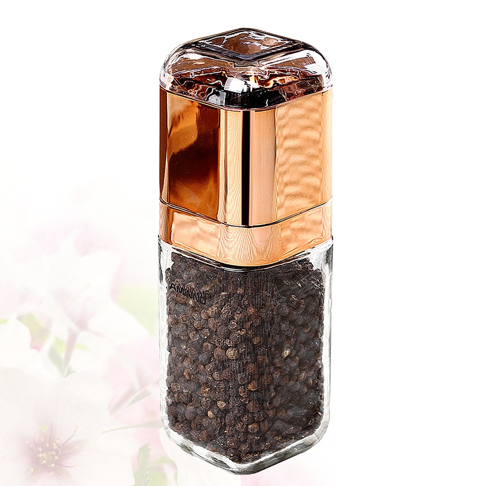 Manual Pepper Grinder Pepper Mills Glass Seasoning Storage Container Kitchen Gadget Golden