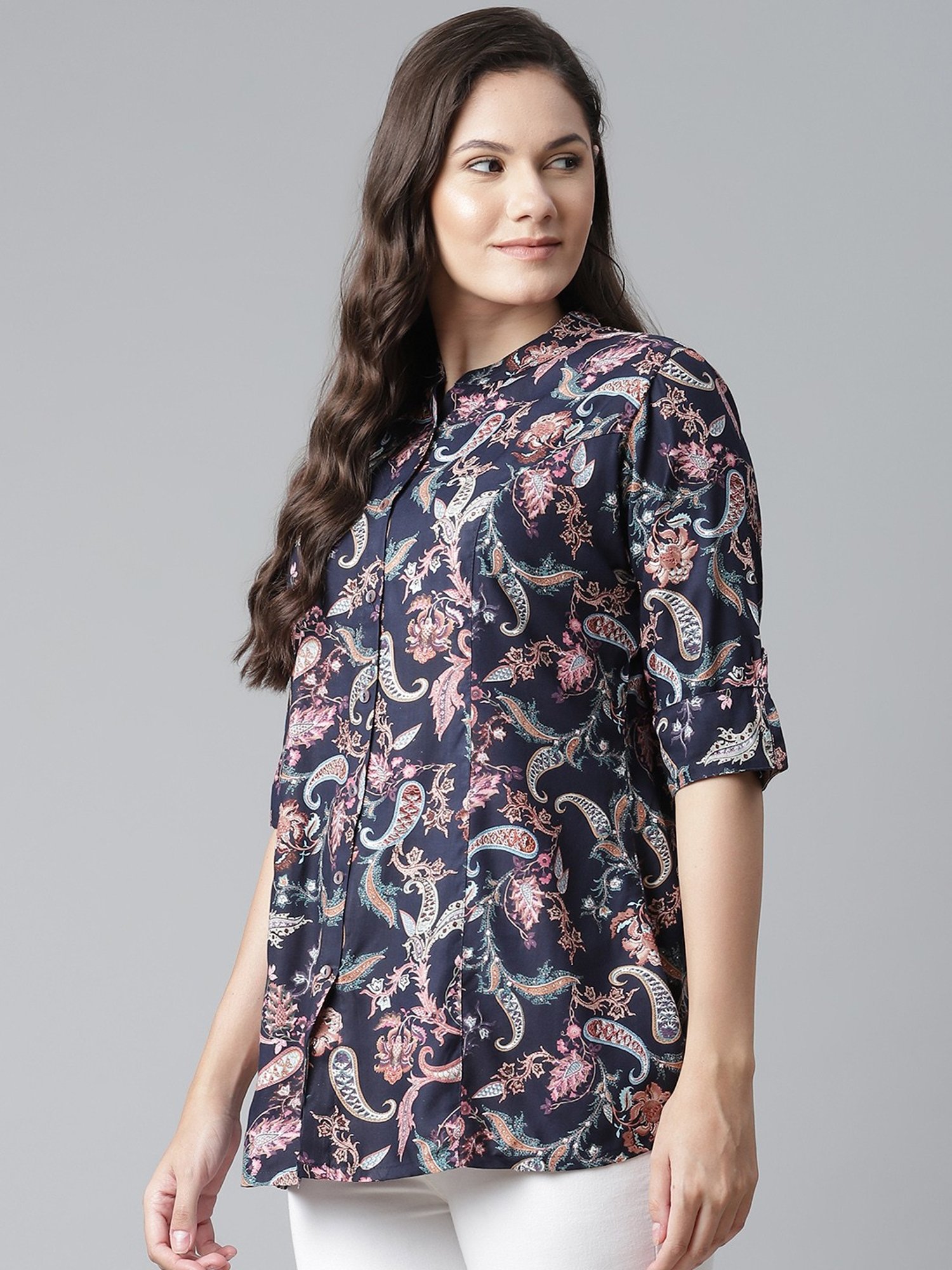 Divena Cotton Blue Floral Top