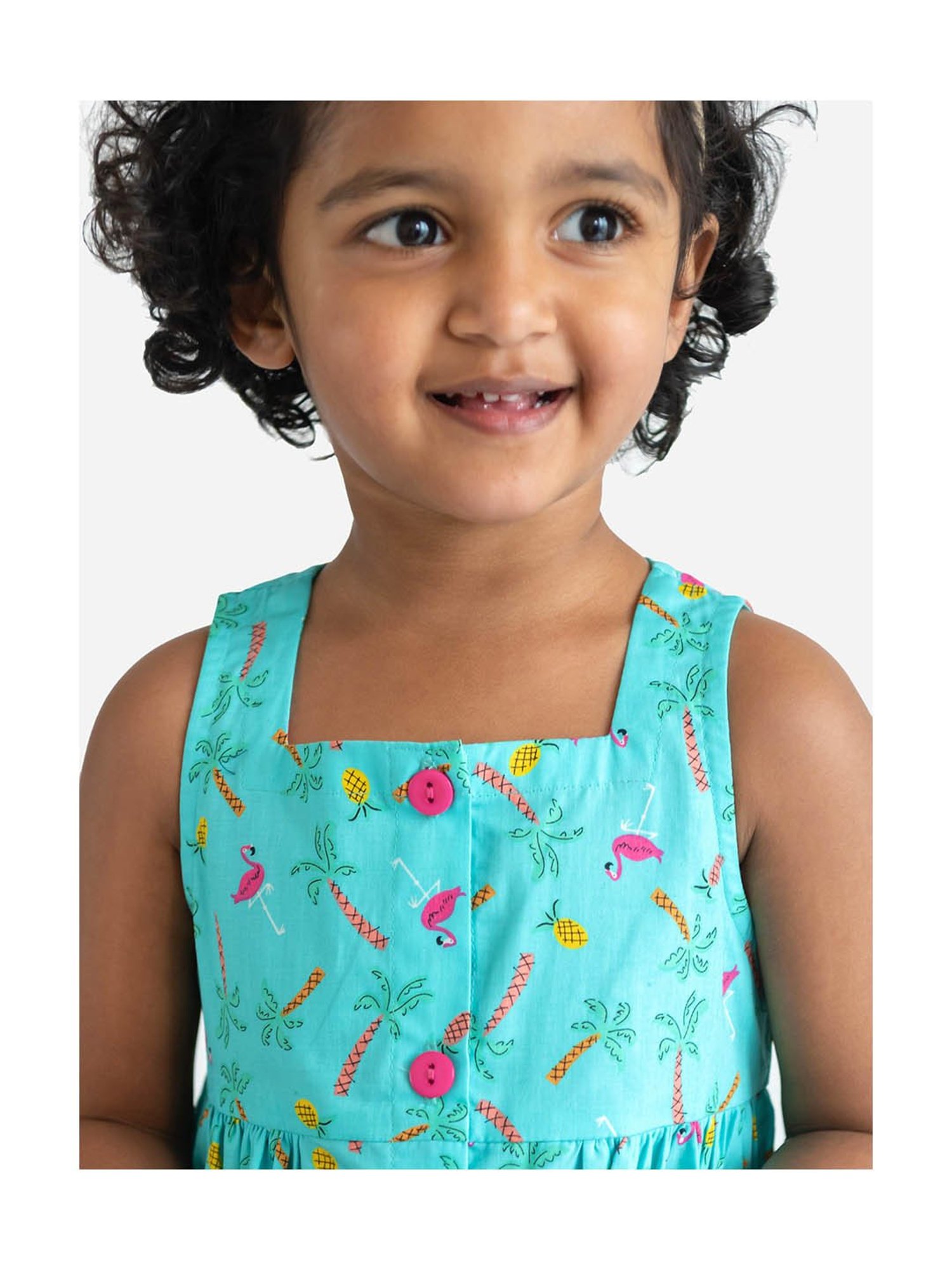 Campana Kids Turquoise Printed Dress