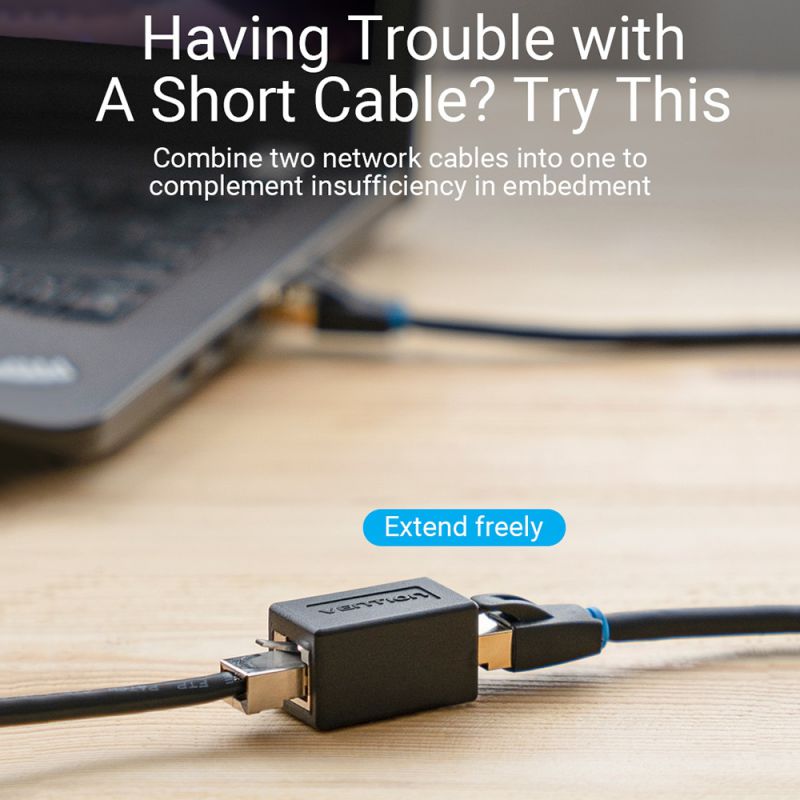 Vention IPVB0-10 RJ45 Connector Cat.6 FTP Keystone Jack Coupler for Network Cable Extension Black 10 Pieces