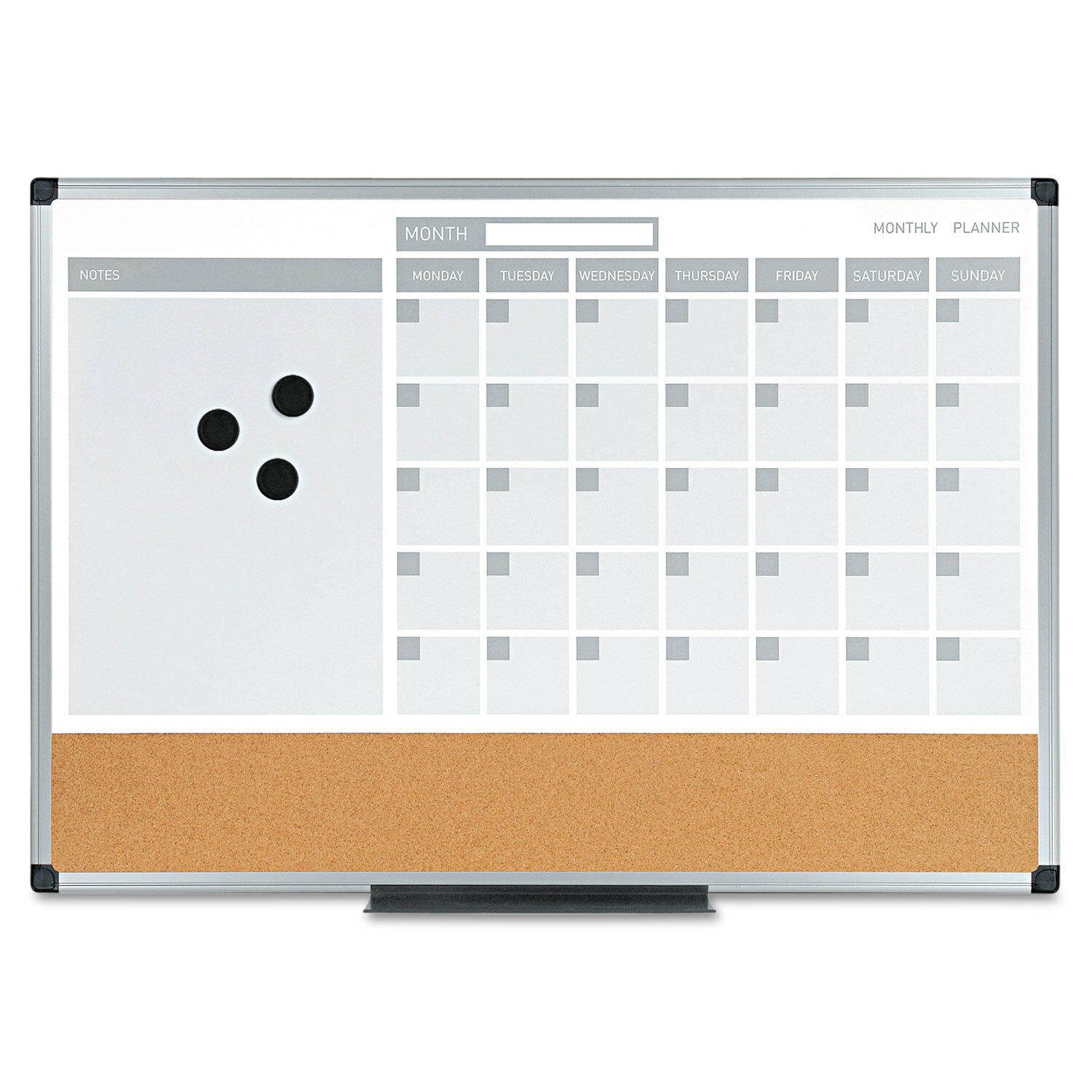 Mastervision 3-in-1 Calendar Planner Dry Erase Board 24 x 18 Aluminum Frame