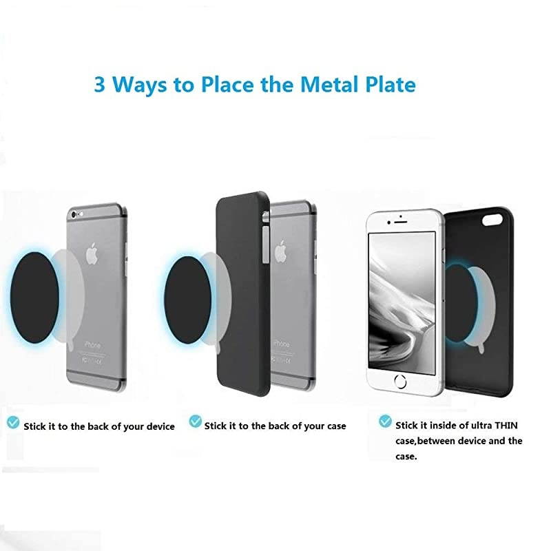 Happy Bell Mount Metal Plate with Sticky Adhesive Pad for Collapsible Grip & Stand/Magnetic Phone Car Mount/Magnet Cradle Holder,Black