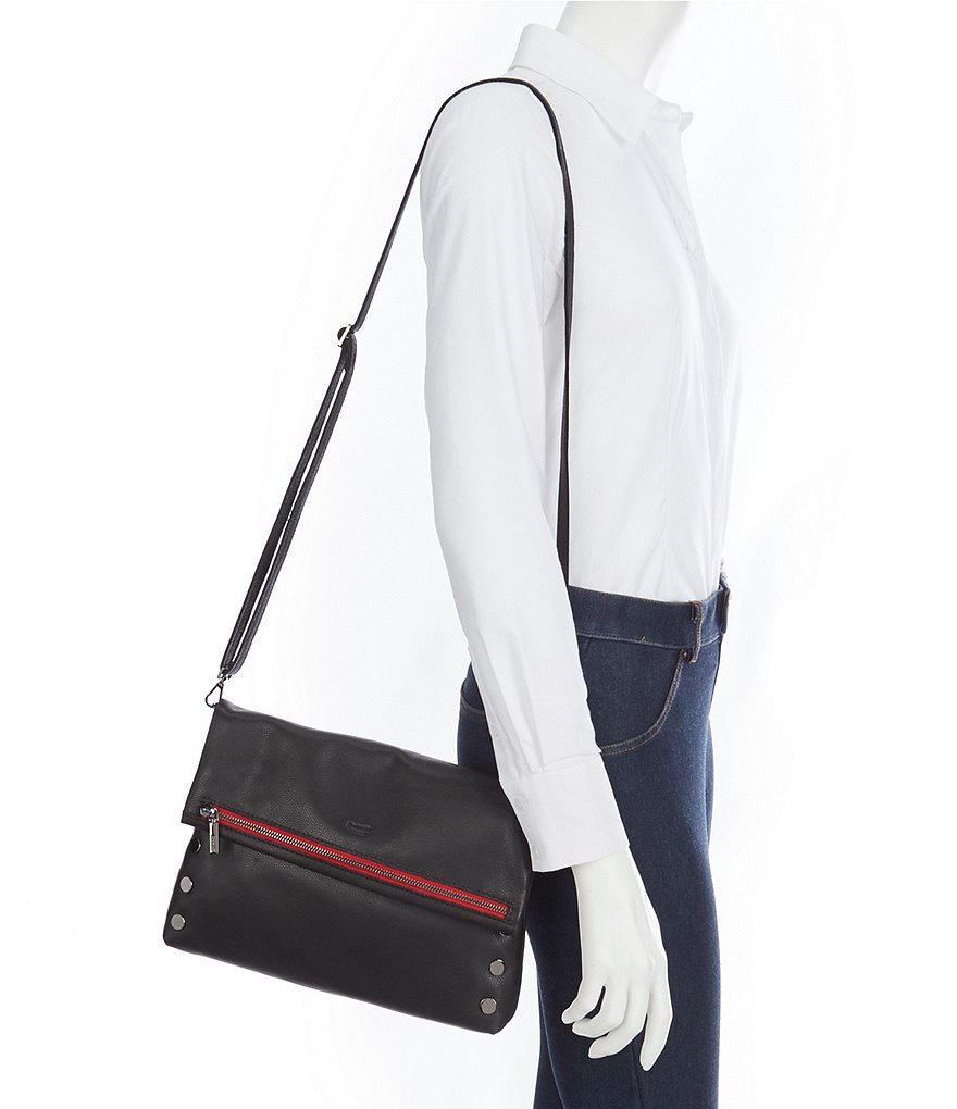 Hammitt VIP Fold Over Large Studded Leather Zip Flap Crossbody Bag