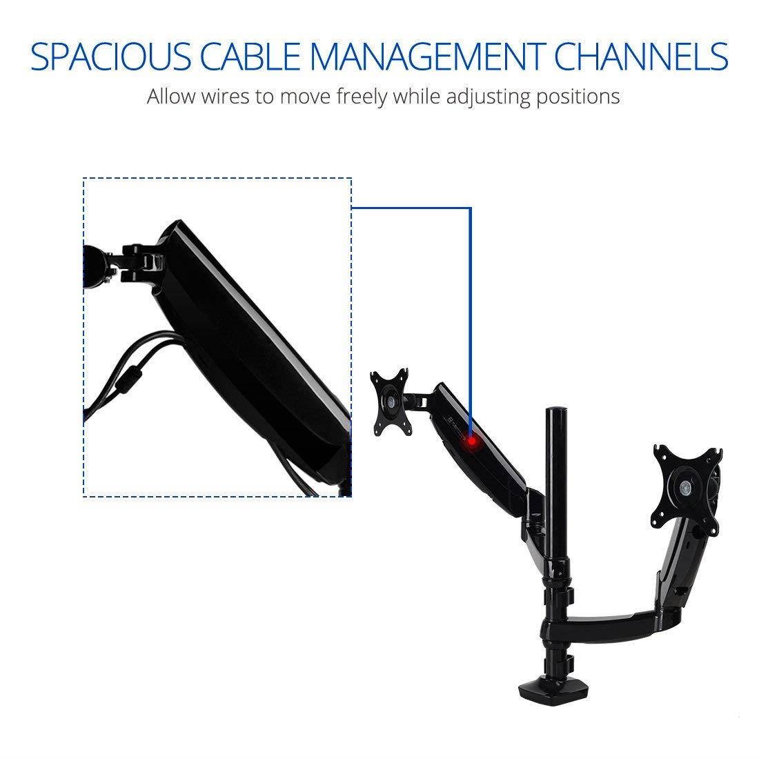 FLEXIMOUNTS Vertical Dual Monitor Mount LCD arm,Full Motion Stacking Desk mounts for 10"-27" Computer Monitor, w Clamp or Grommet Desktop Support