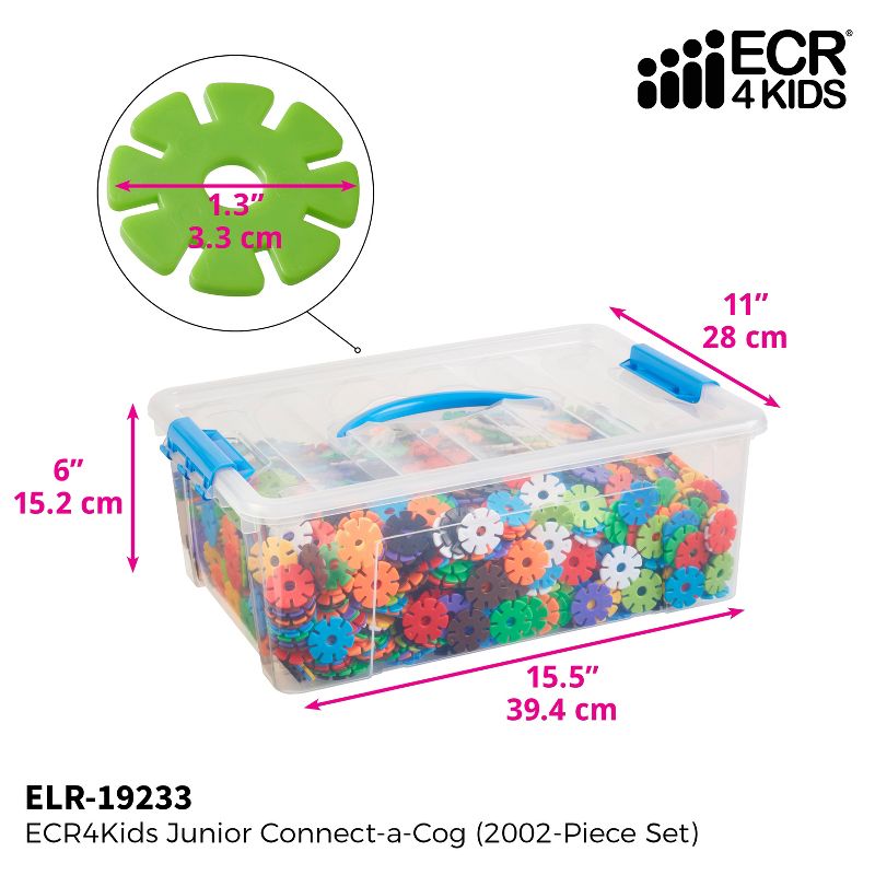 ECR4Kids Junior Connect-a-Cog Connecting Flakes | Math Manipulative Sensory Learning Toy | 2000 pc