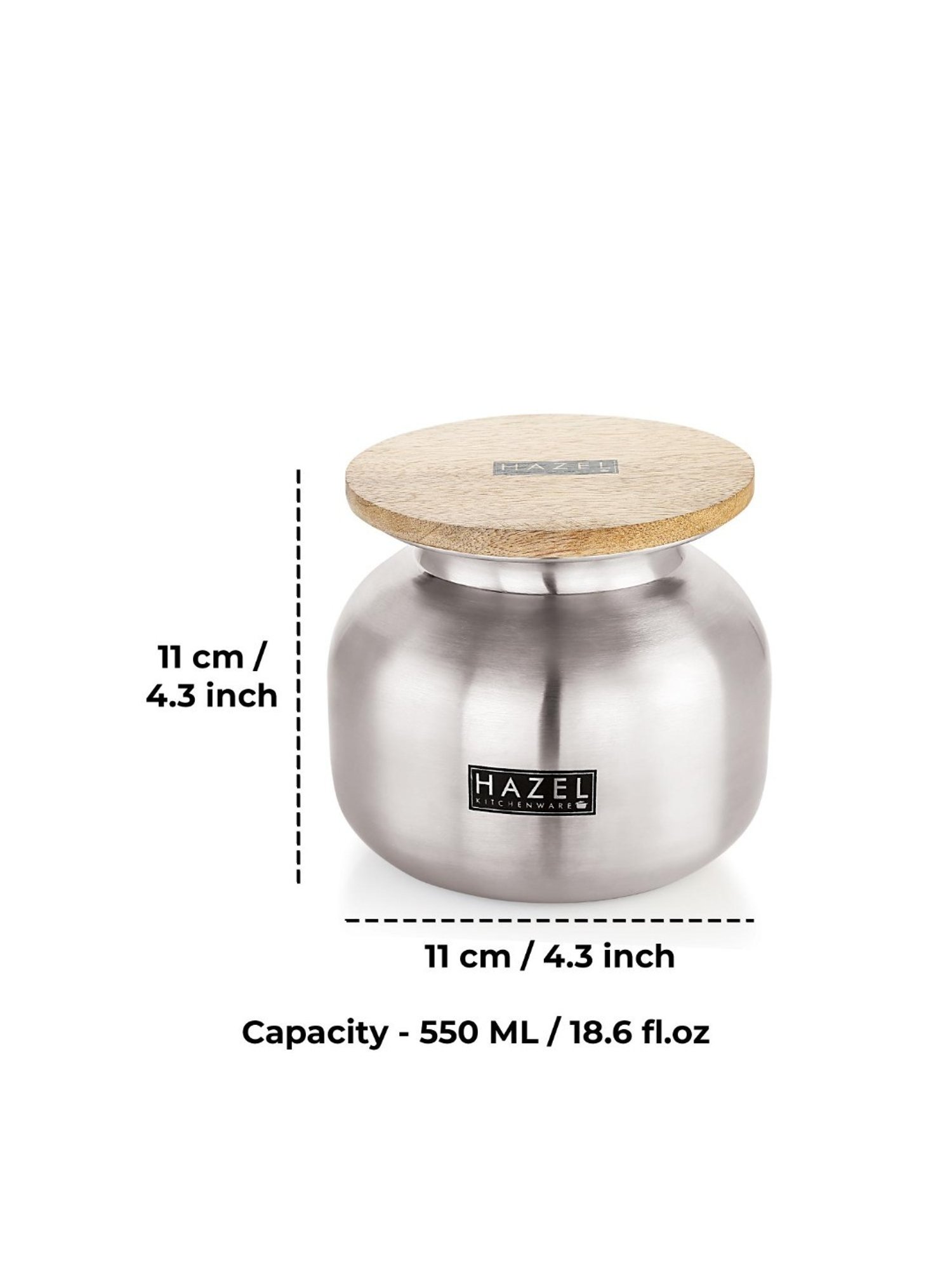 HAZEL Silver Stainless Steel Container with Lid - Set of 2