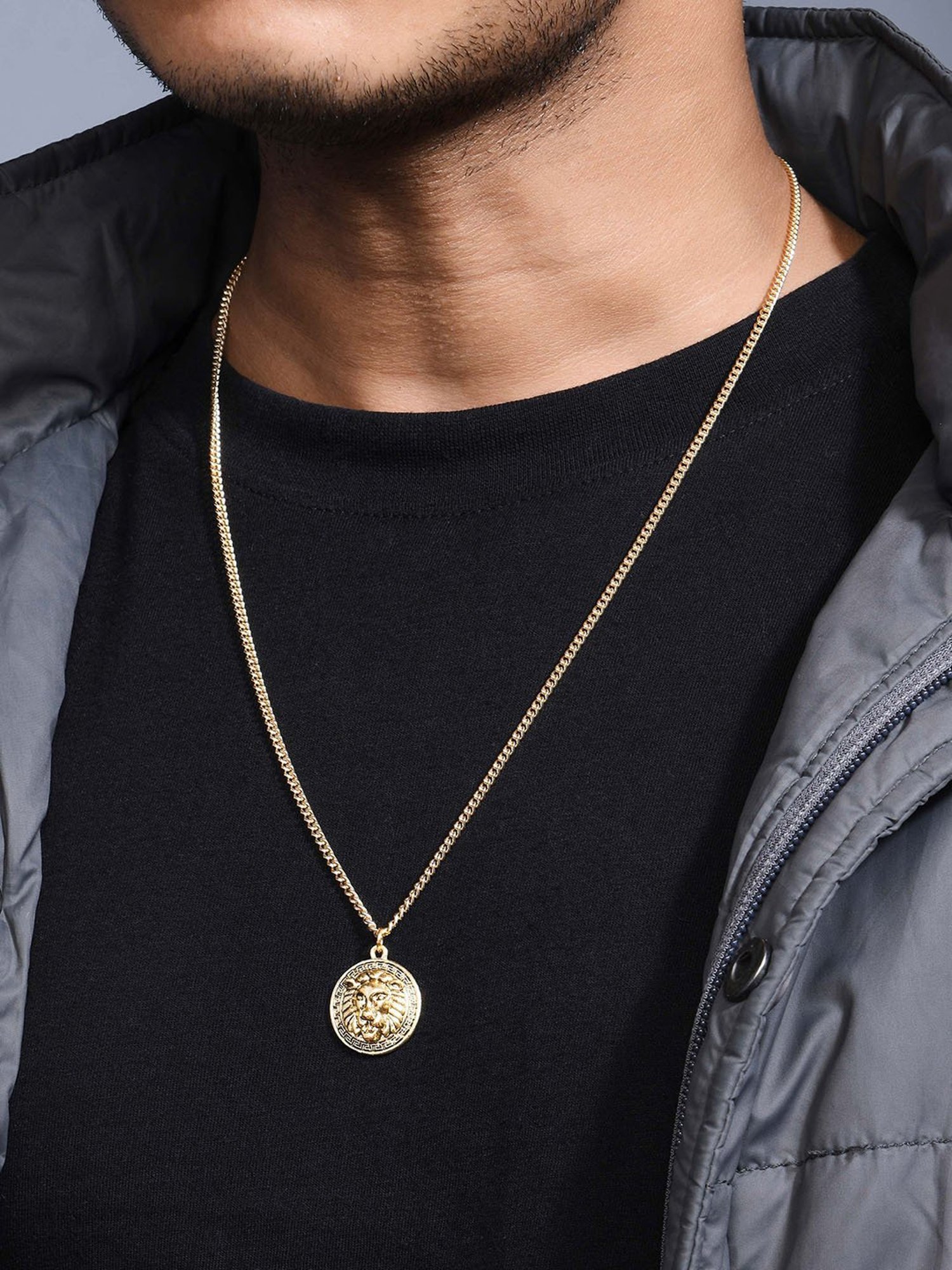 The Bro Code Gold-Plated Roar Lion Pendant Necklace for Men