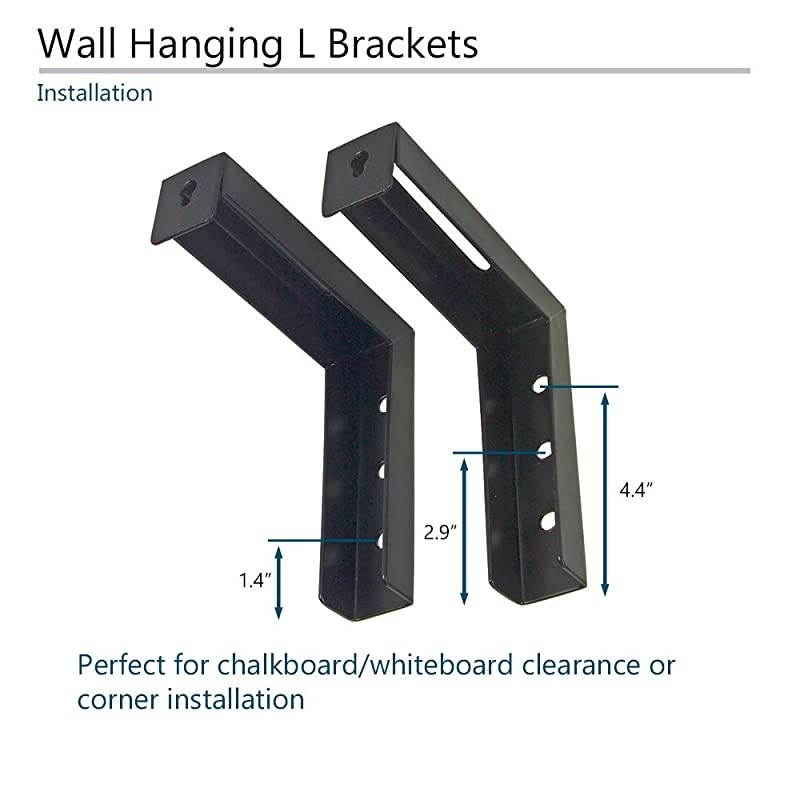 6quot Black Universal Projector Screen LBrackets Single Metal Welded Construction Wall or Ceiling Mount Includes Hooks and Hardware Model ZVMAXLB6B