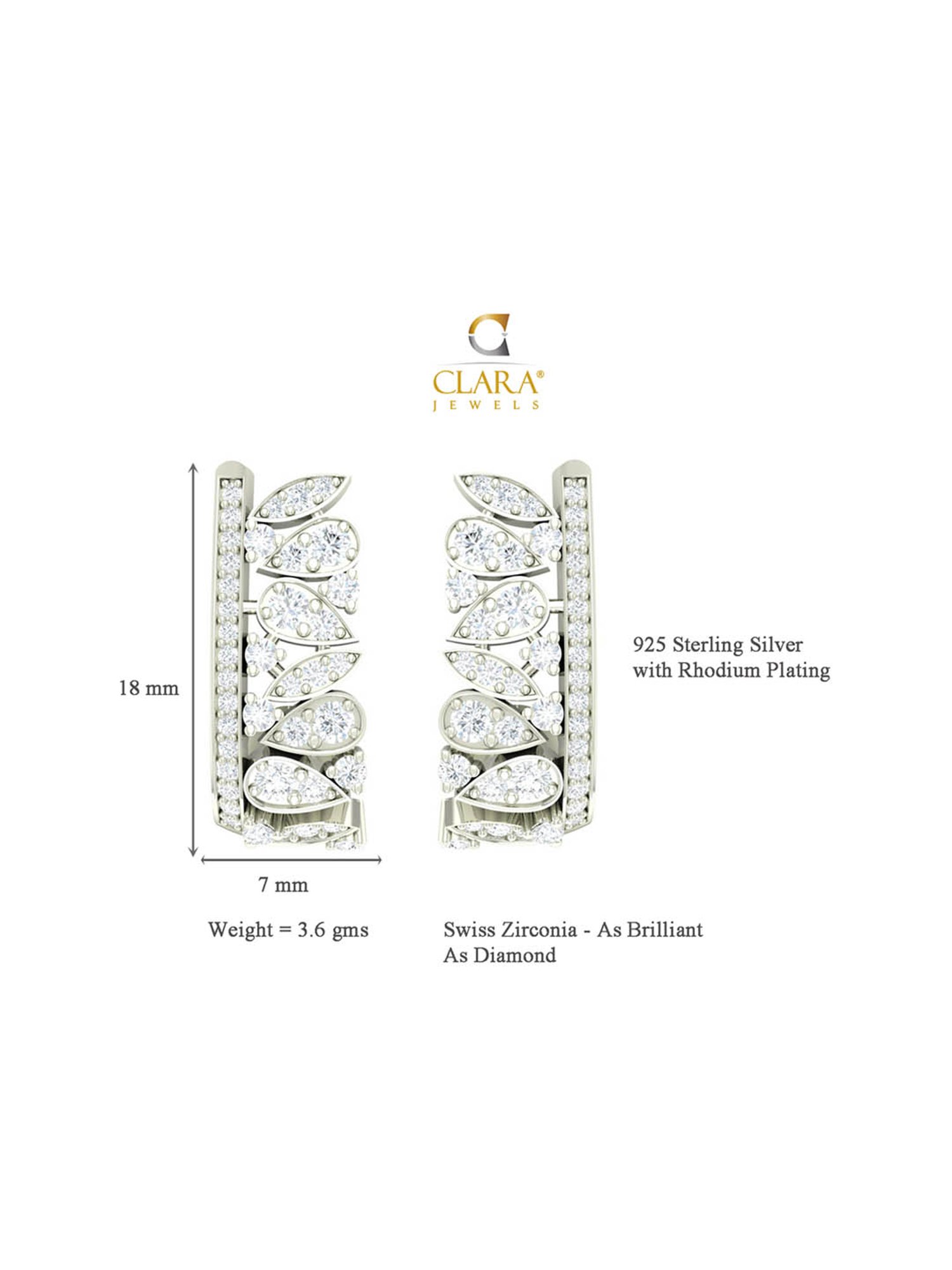 Clara 92.5 Sterling Silver Liana Earrings for Women