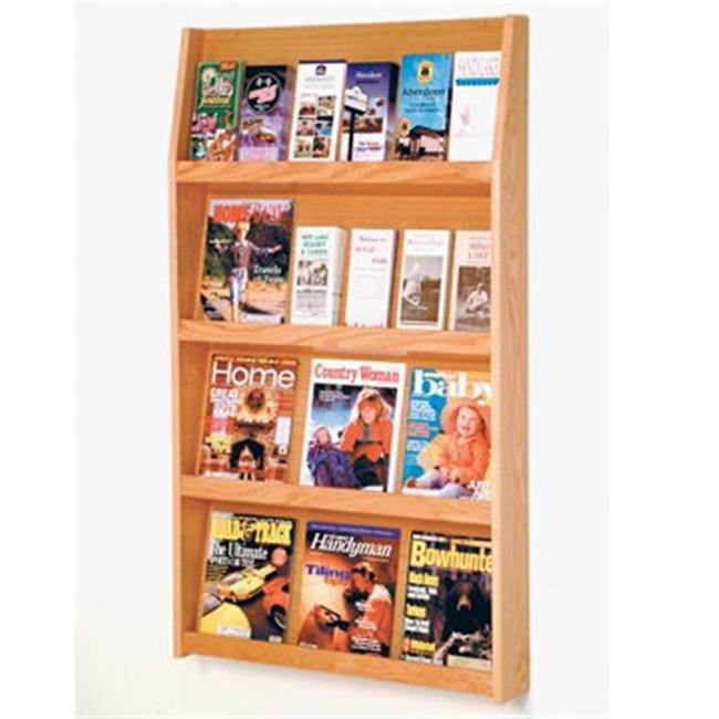 Wooden Mallet Home Office Library  Slope 24 Pocket Literature Display Rack 4"x6" Light Oak