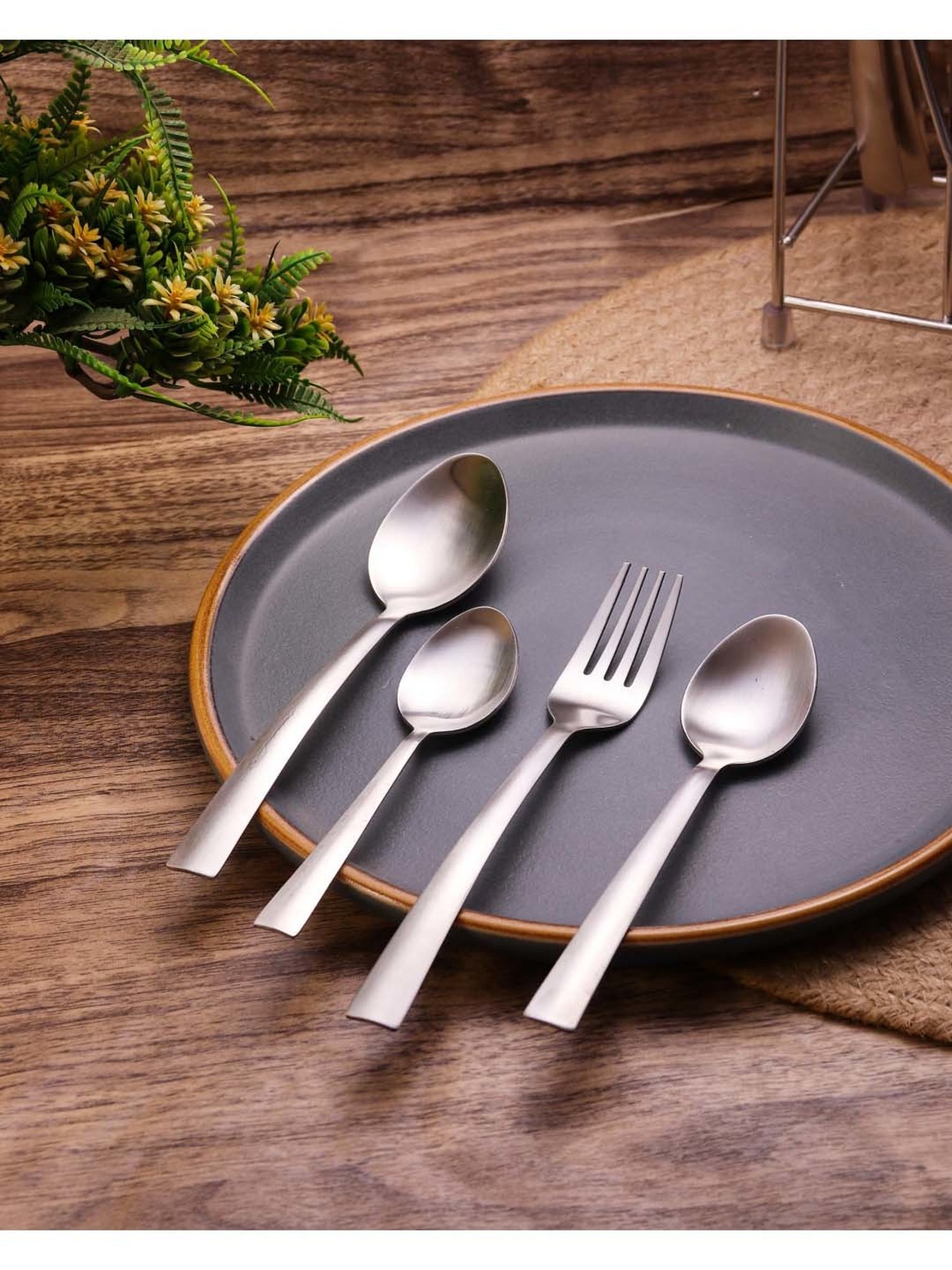 FnS Casper Silver Stainless Steel Cutlery - Set of 24