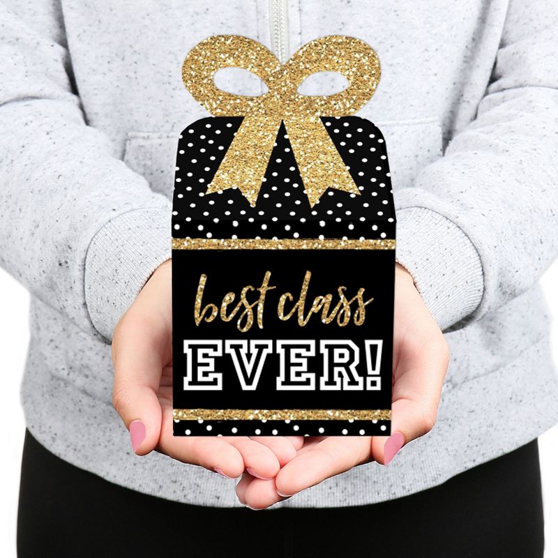 Big Dot of Happiness Reunited - Square Favor Gift Boxes - School Class Reunion Party Bow Boxes - Set of 12