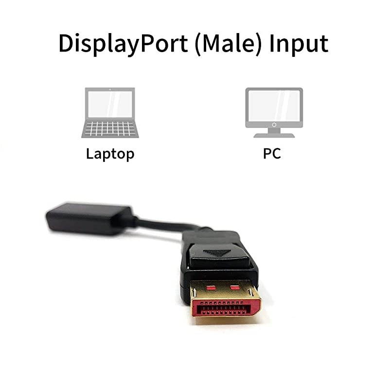 DisplayPort to HDMI Adapter 4K 60Hz UHD  DP14 Male to HDMI20 Female Cable Compatible with Tablets TVampMonitor Playing Source Laptop and MoreDeep Black