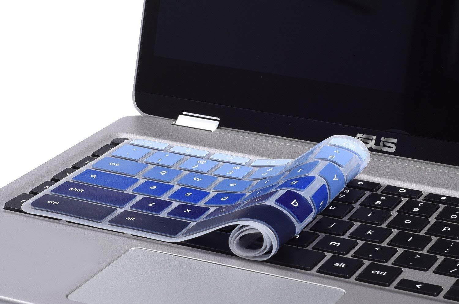 for ASUS Chromebook C302CA Keyboard Cover, Keyboard Protector Skin for ASUS Chromebook Flip C302CA 12.5" Chromebook, Ultra Thin Anti Dust Premium Silicone Material, Gradual Blue