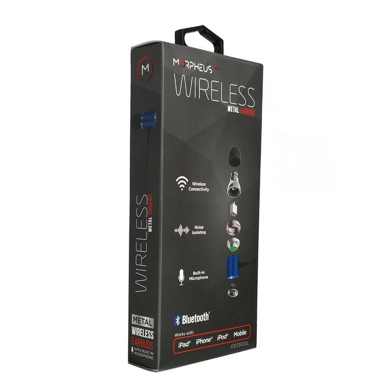 Morpheus 360 EB3500L Wireless Sport Bluetooth Earbuds, Sweatproof Stereo Earphones for Gym, Running, Workout, Mic, Noise Isolating, Dark Blue