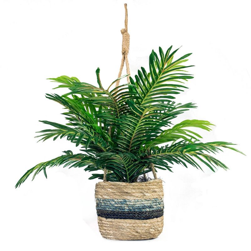 30" x 16" Artificial Phoenix Palm Plant in Hanging Basket - LCG Florals