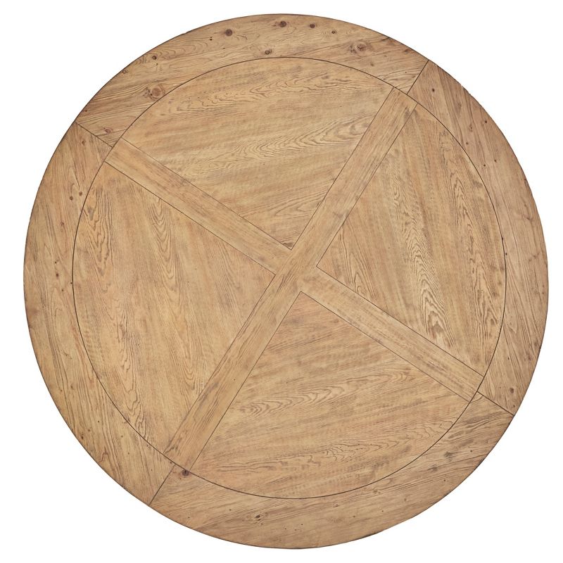 72" Sierra Round Farmhouse Pedestal Base Wood Dining Table Vintage Pine - Inspire Q