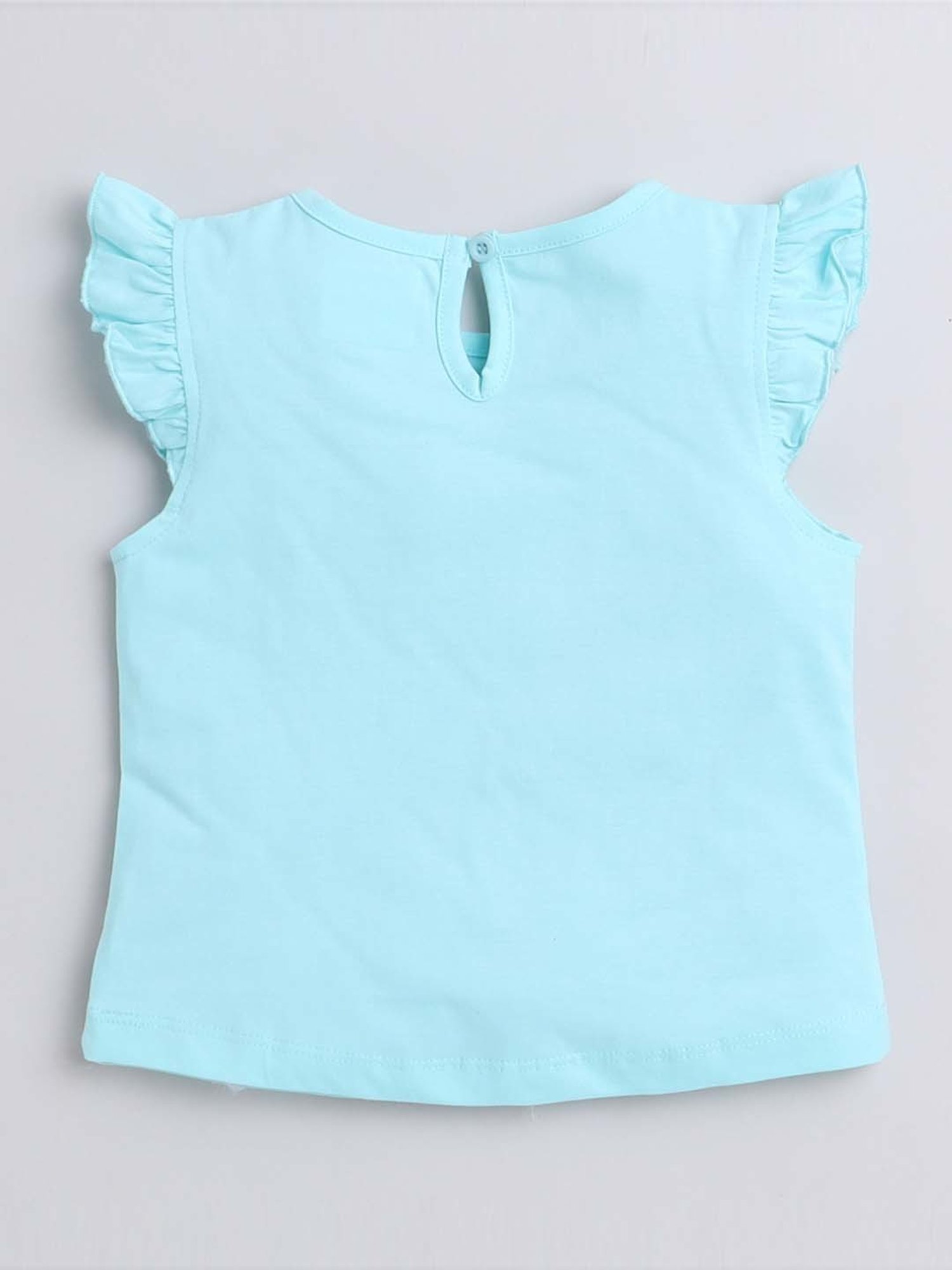 Bumzee Girls Aqua Green & White Cotton Printed T-Shirt Set