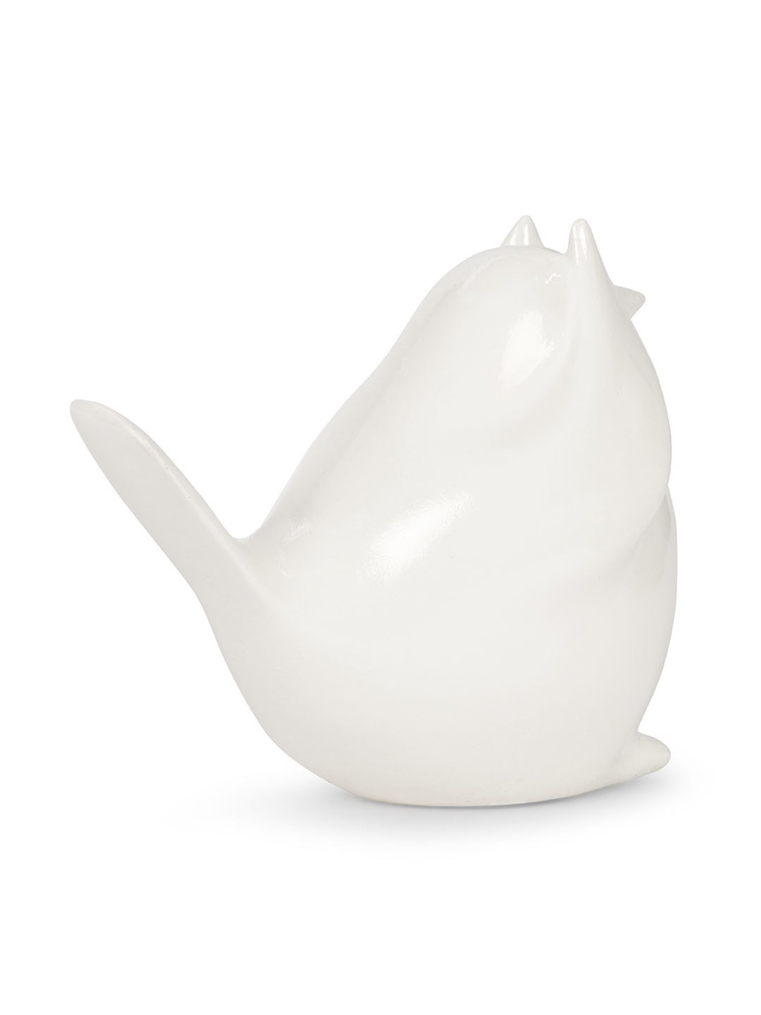 Pure Home and Living White Polyresin Sparrow Figurine With Closed Eyes