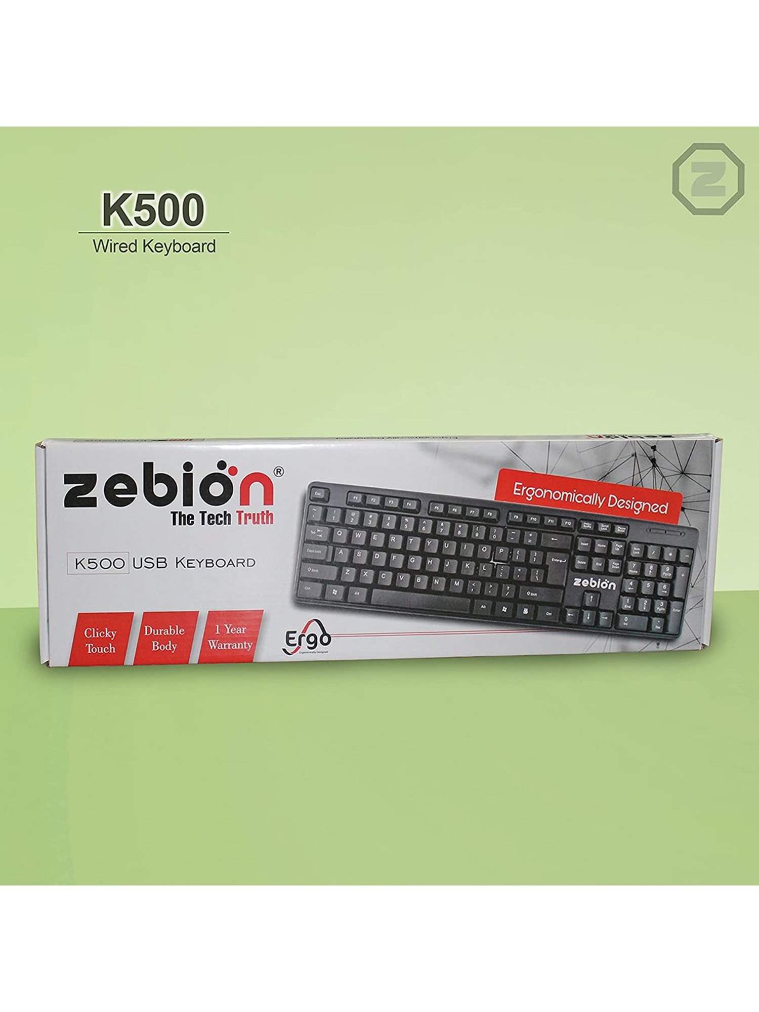 Zebion K500 Wired USB Keyboard (Black)