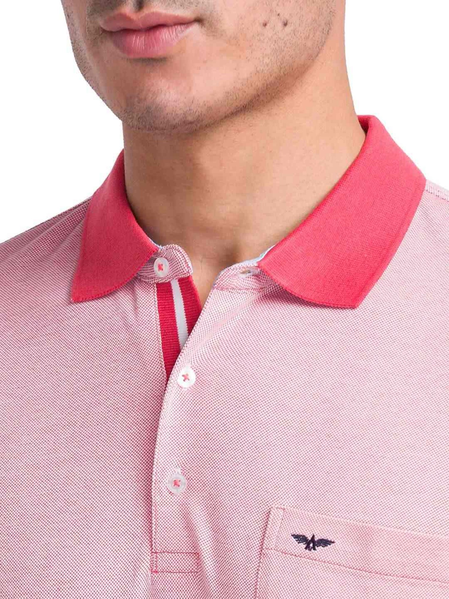 Park Avenue Light Red Cotton Slim Fit Polo T-Shirt