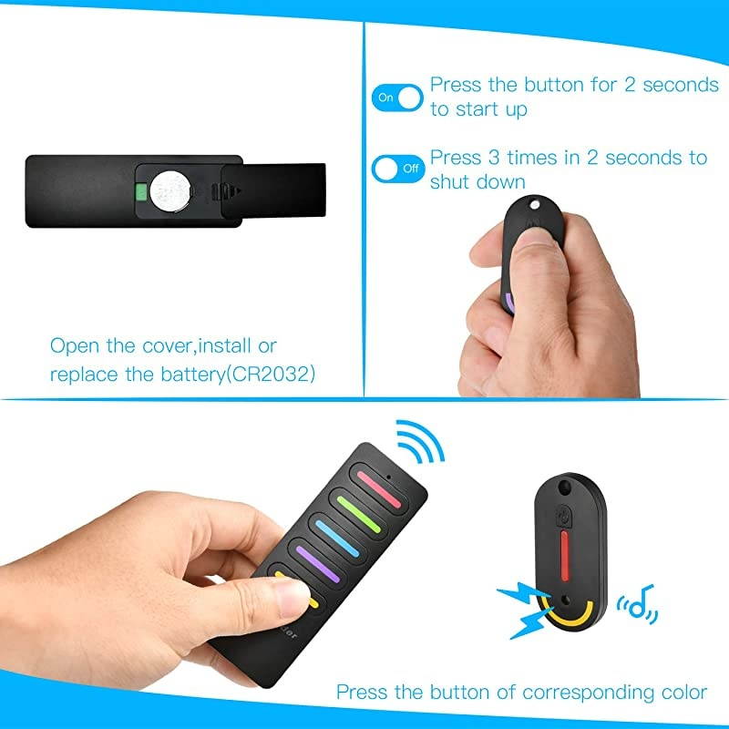 Rechargeable Key Finder  Wireless RF Item Locator Key Tracker with Remote Control Key Locator Item Finder with 1 RF Transmitter and 5 Rechargeable Receivers Keys Pet Wallet Tracker