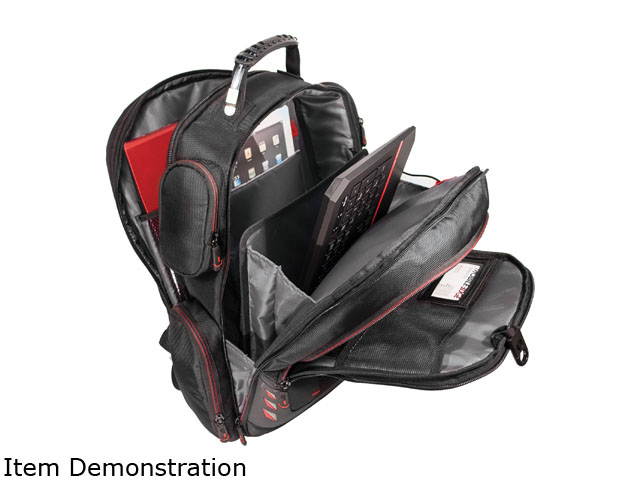 Mobile Edge - Core Gaming Checkpoint Friendly 18.4" Backpack w/Velcro Front Panel - Black with Red Trim